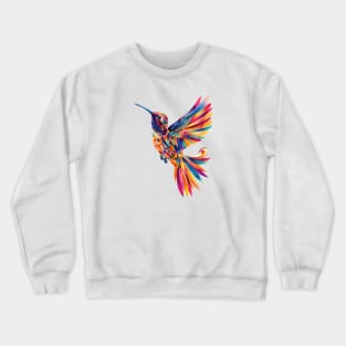 Rainbow Wings: Vibrant Hummingbird Crewneck Sweatshirt